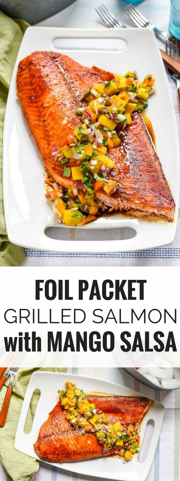 This Foil Packet Grilled Salmon with Mango Salsa is a super refreshing, light summer meal. Everyone will love the sweet and smoky flavor, and you'll love how easy it is to make!