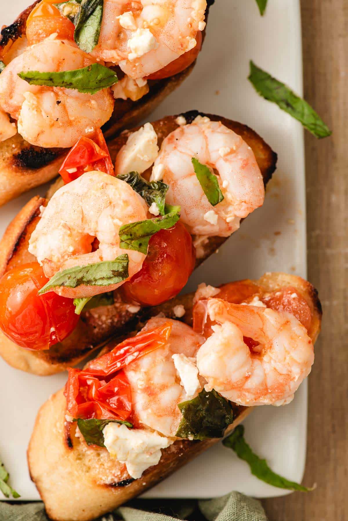 Shrimp and roasted tomato bruschetta.