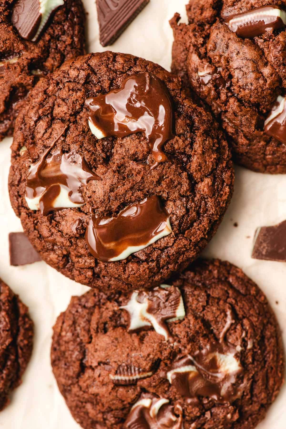Andes chocolate mint cookies shown on a plain background.