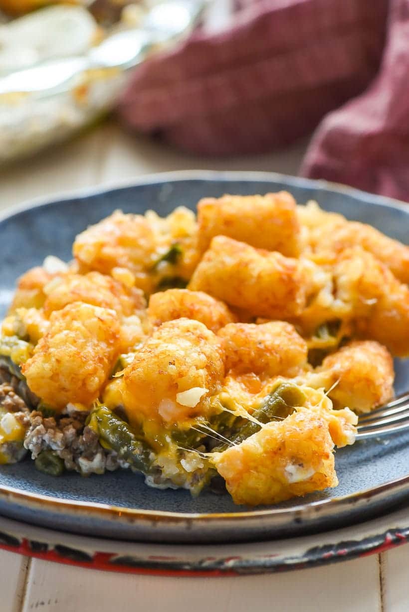 Tater Tot Casserole with ground beef and green beans