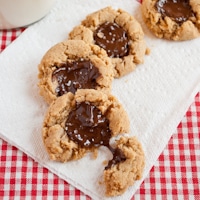 Peanut Butter Chocolate Thumbprint Cookies with Sea Salt