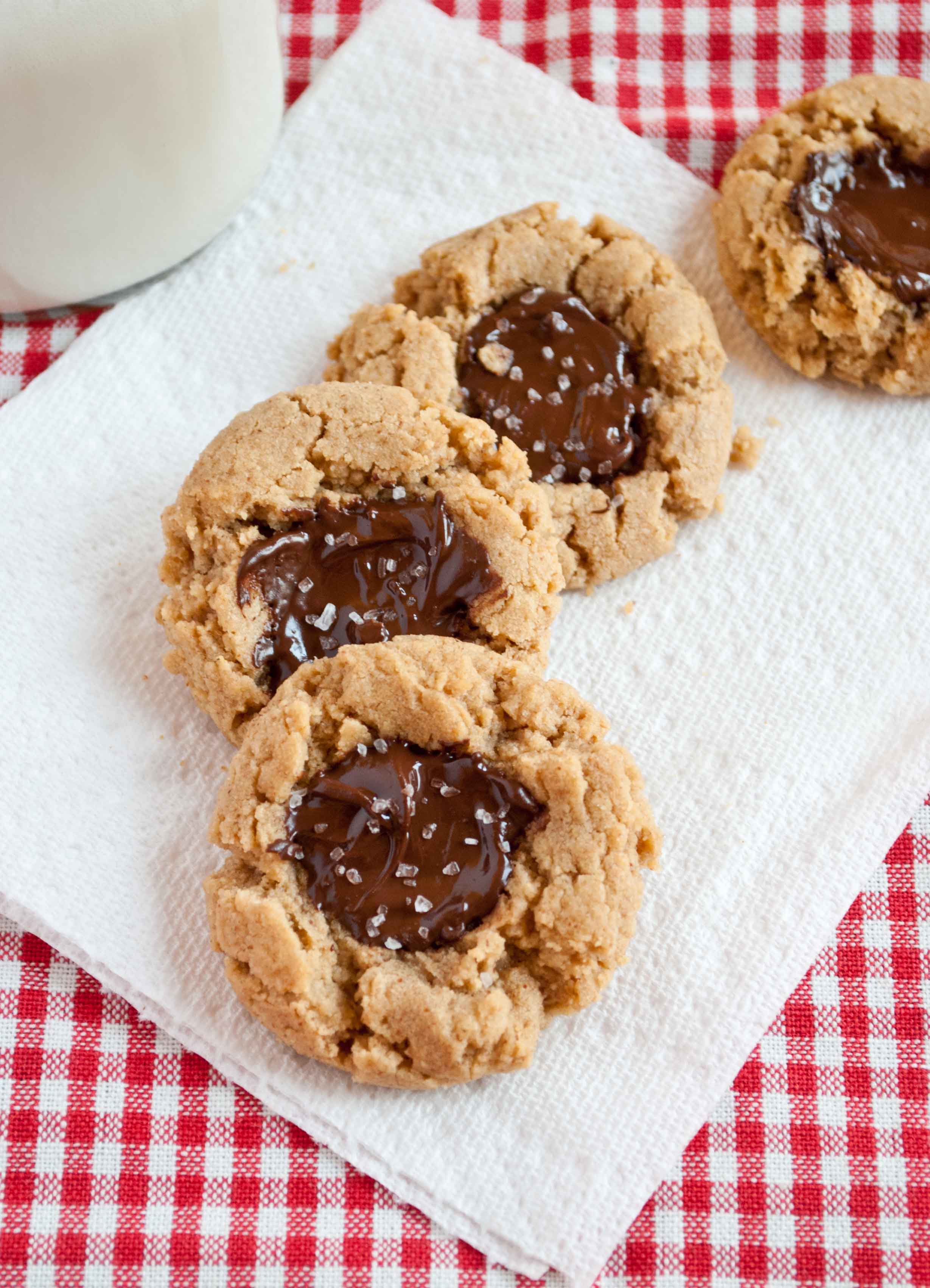 Peanut Butter Chocolate Thumbprint Cookies with Sea Salt