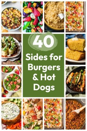 Collage of summer sides for hamburgers and hot dogs