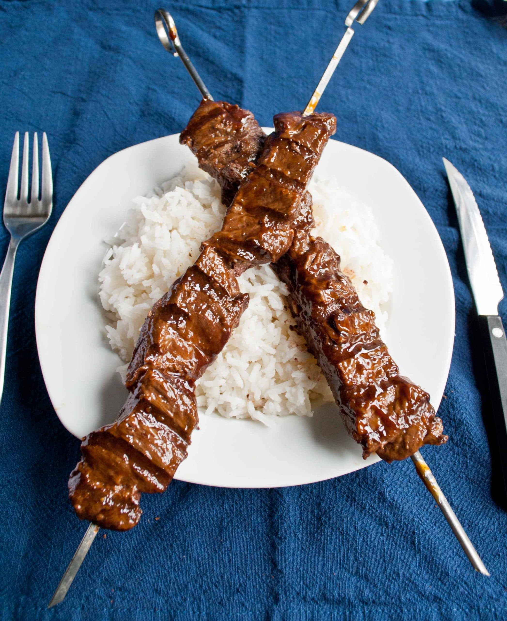 Grilled Teriyaki Beef Skewers | Neighborfoodblog.com