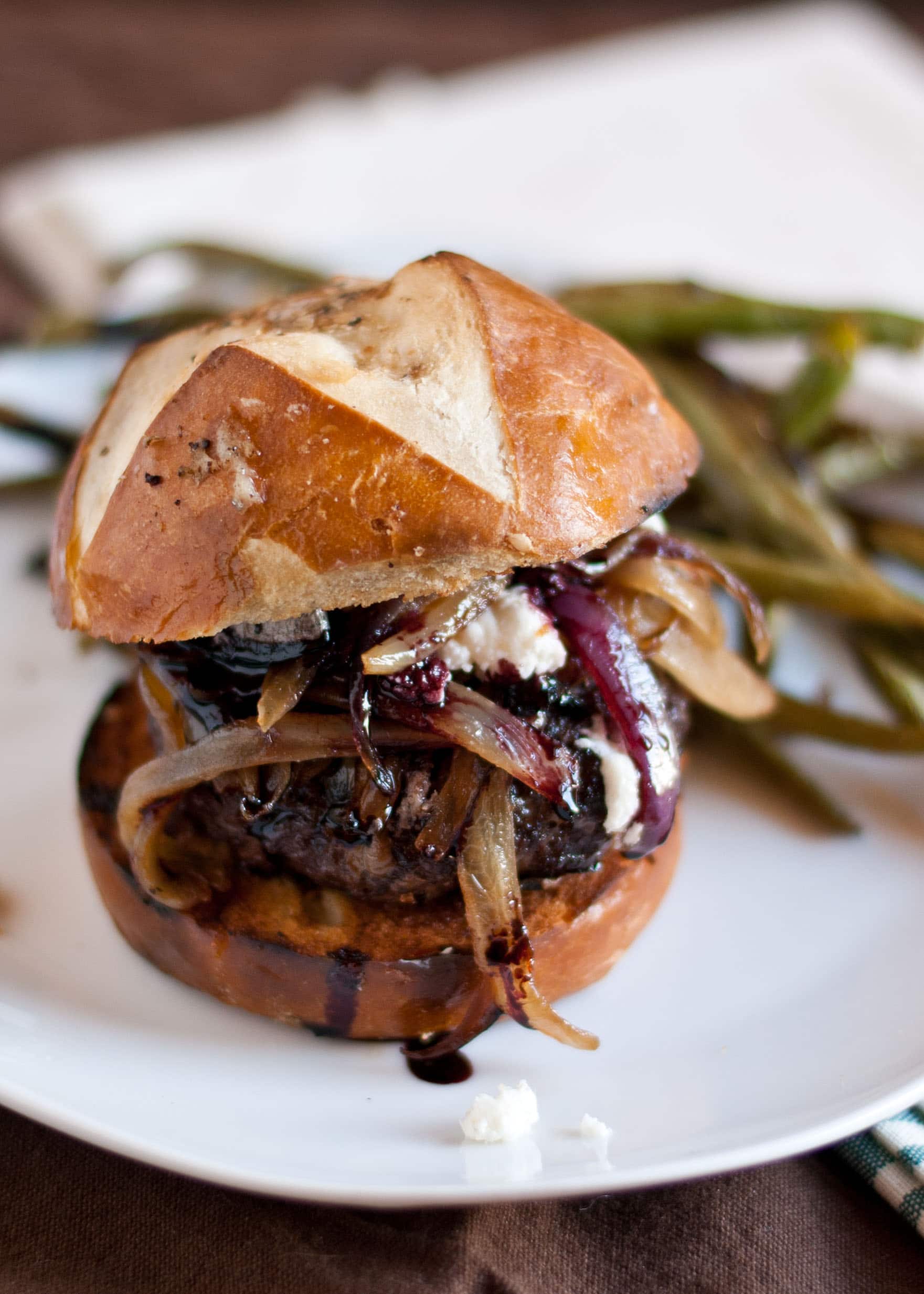 Red Wine Burgers with Caramelized Onions and Goat Cheese | Neighborfoodblog.com