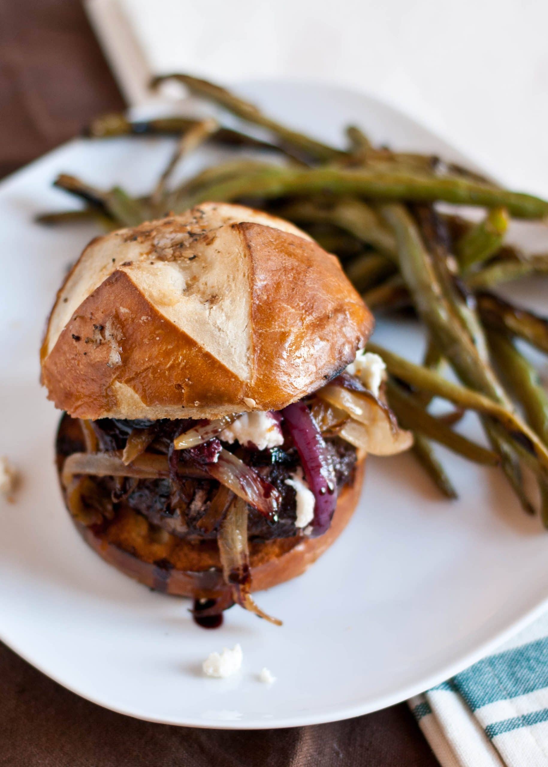 Red Wine Burgers with Caramelized Onions and Goat Cheese | Neighborfoodblog.com