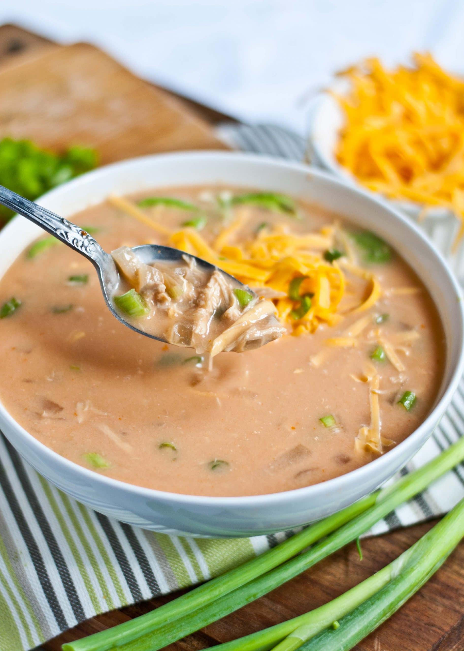 Slow Cooker Spicy Buffalo Chicken Soup | Neighborfoodblog.com #tailgating