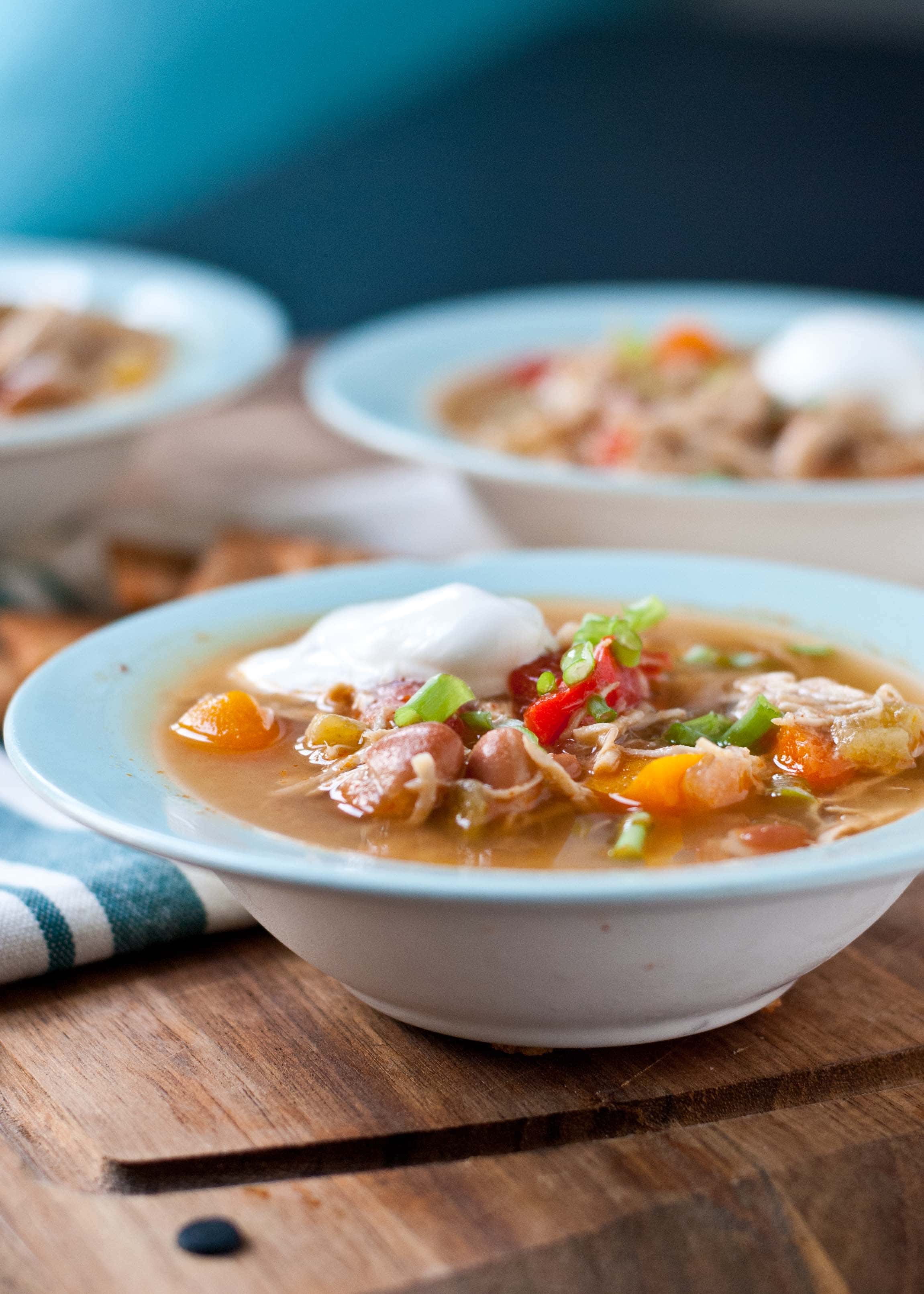 Cozy up with a bowl of this Slow Cooker White Chicken Chili!