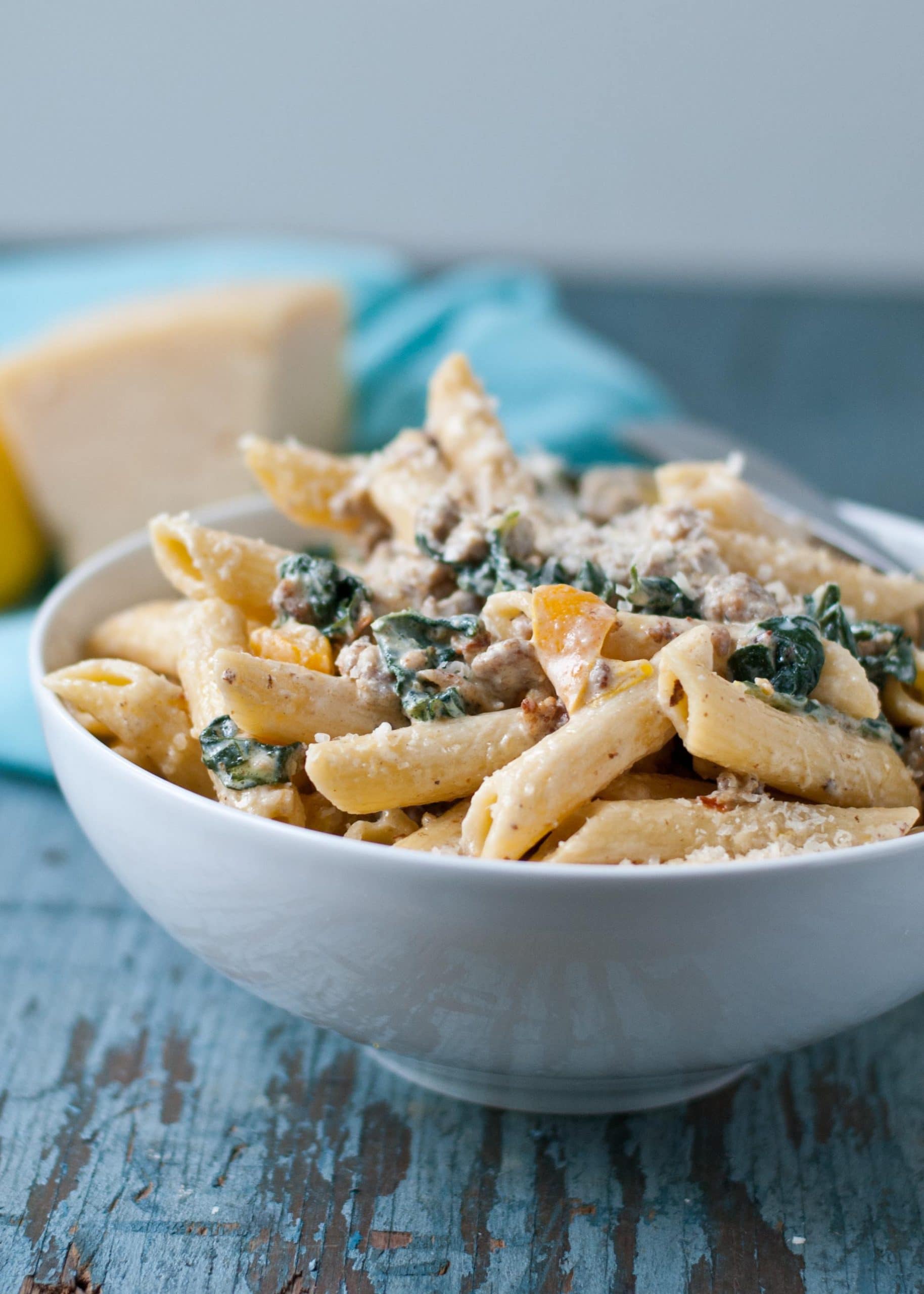 Creamy Parmesan, Sausage and Kale Pasta NeighborFood