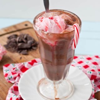 Spiked Hot Chocolate Peppermint Ice Cream Floats