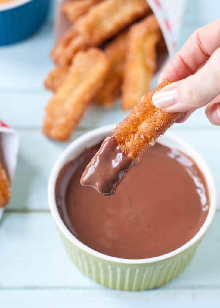 Cinnamon Sugar Churros and Chocolate Sauce | Neighborfoodblog.com