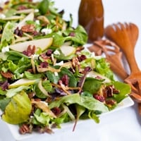 Caramelized Onion, Pear, and Goat Cheese Salad with Maple Vinaigrette