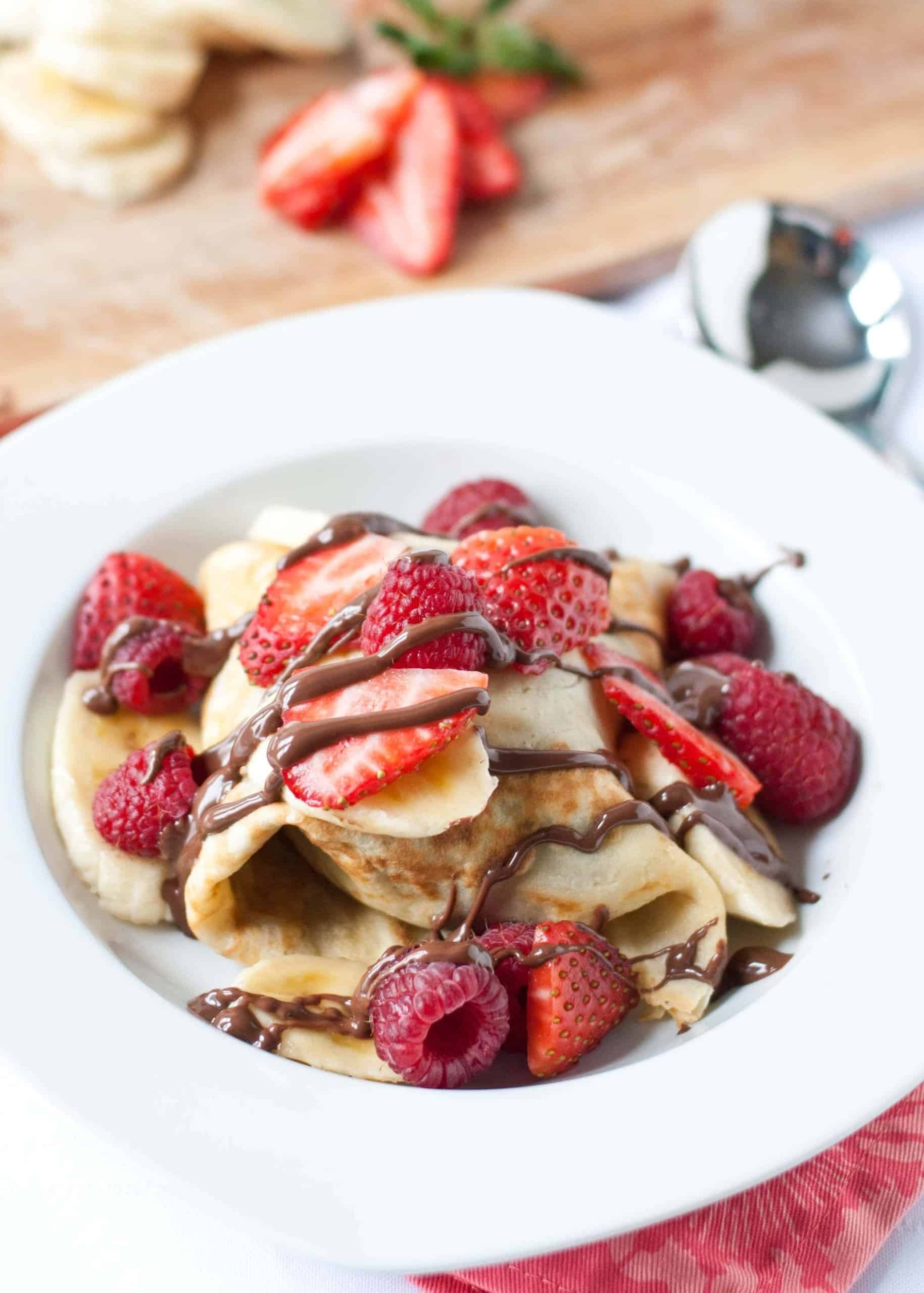 Ice Cream Crepes with Strawberries and Nutella