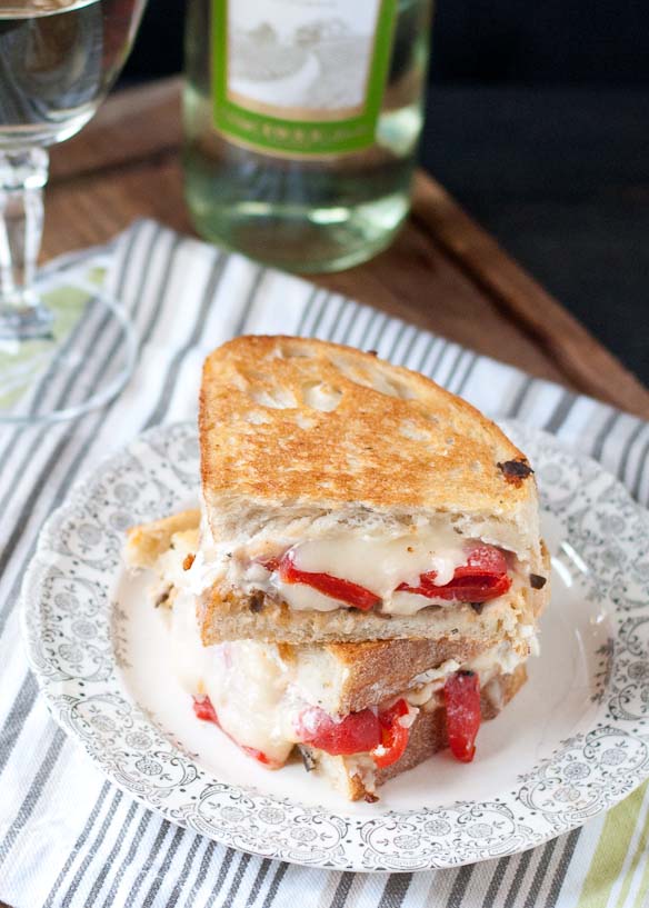 Roasted Red Pepper, Feta, and Olive Grilled Cheese | Neighborfoodblog.com