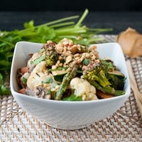 Vegetarian Udon Noodle Bowl with Spicy Peanut Sauce Image