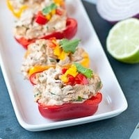 Cilantro Lime Chicken Salad Stuffed Bell Peppers