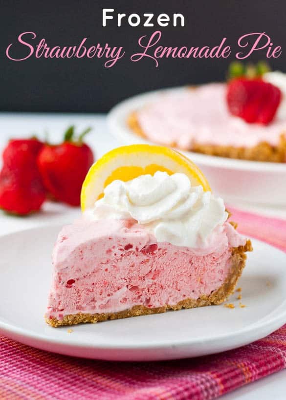 Frozen Strawberry Lemonade Pie-- This light and refreshing no bake dessert includes a gluten free option!