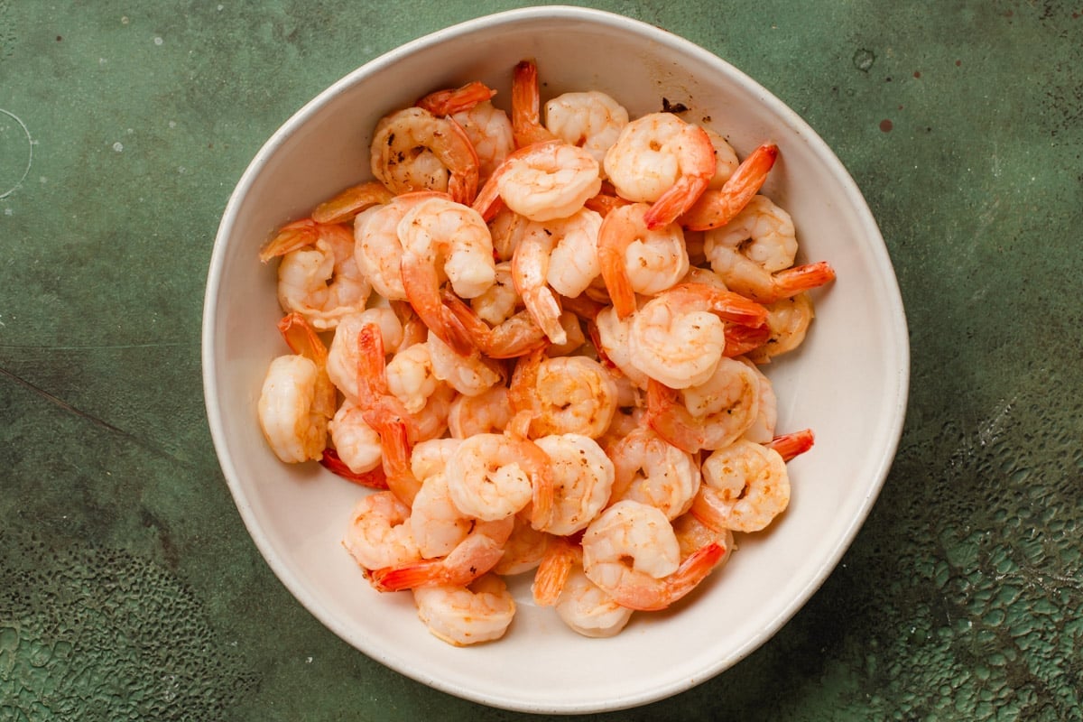 Seasoned and sauteed margarita shrimp in a bowl.