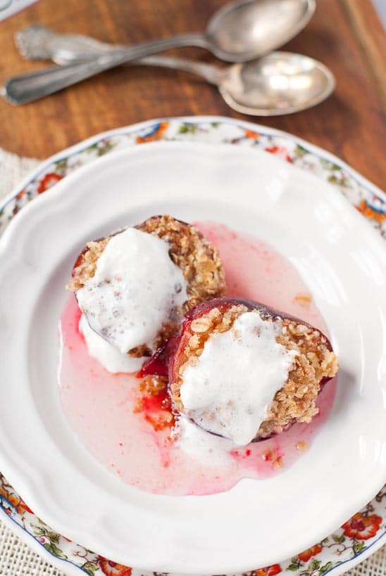 Moscato Syrup Stuffed Plum Crumbles | Neighborfoodblog.com