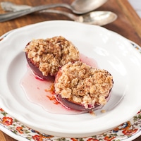 Individual Plum Crumble with Moscato Syrup