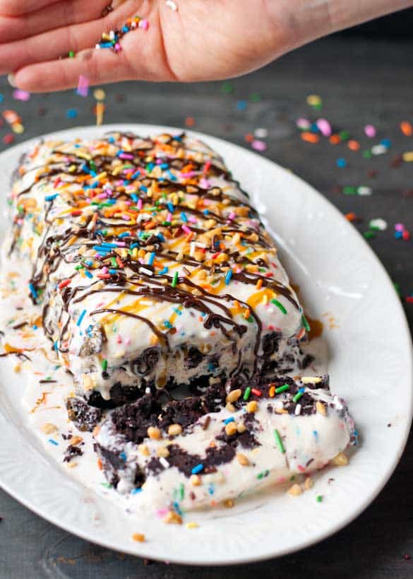 It's a brownie ice cream sundae in cake form!