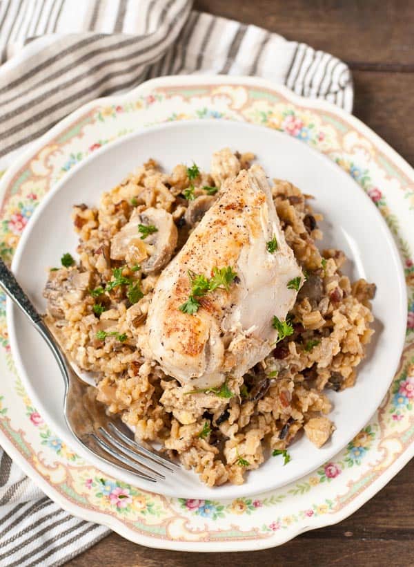 Chicken and Mushroom Wild Rice Pilaf- a comforting casserole for any night of the week.