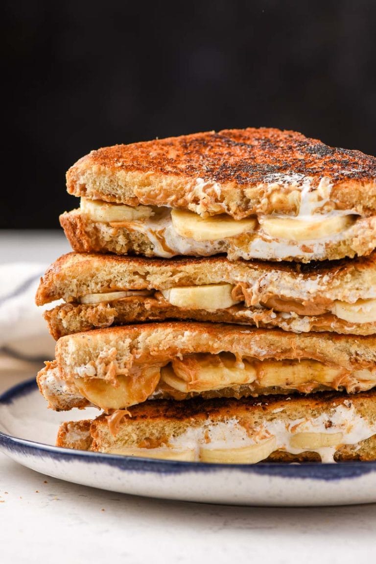 stack of grilled fluffernutter sandwiches