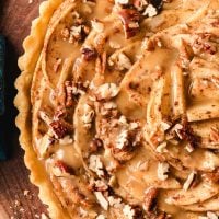 Salted caramel apple tart with pecans.