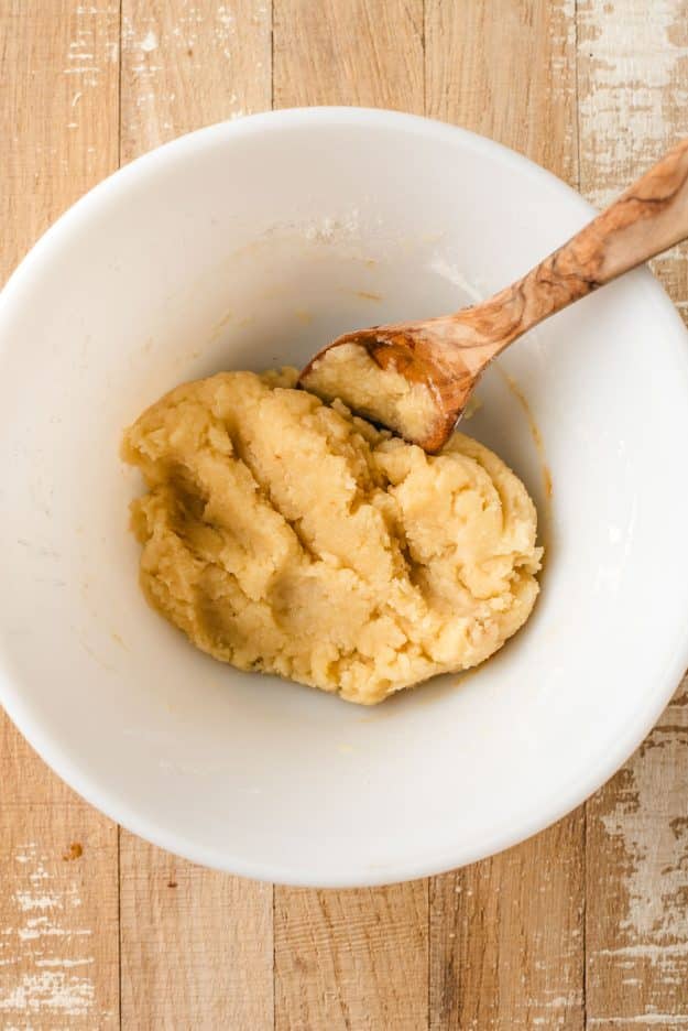 Buttery French tart dough in a bowl.