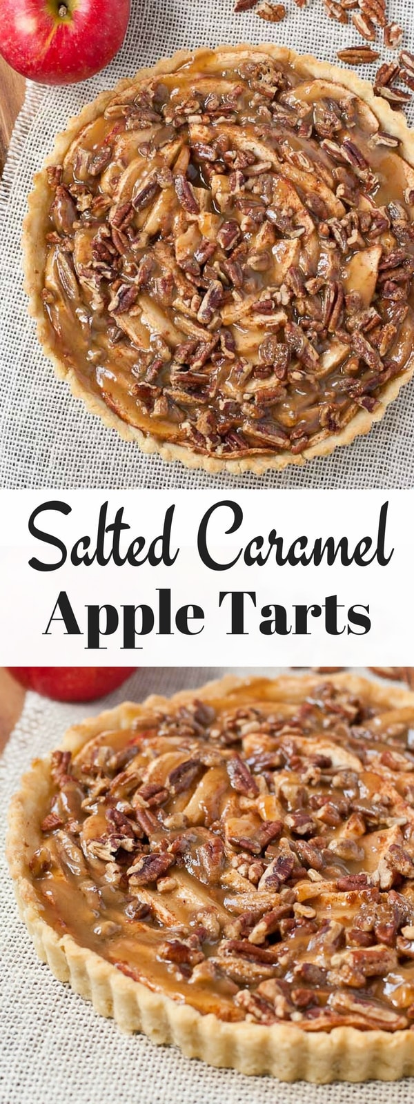 This Salted Caramel Apple Tart is outrageously delicious, and with an easy homemade crust recipe, it comes together quickly!
