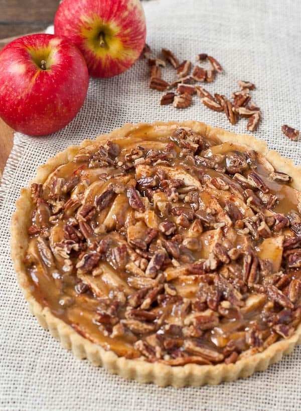 This Salted Caramel Apple Pecan Tart is begging for a scoop of ice cream!