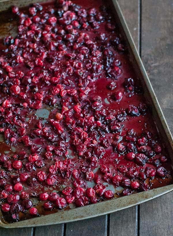 Sticky sweet Roasted Cranberries make the perfect holiday appetizer!
