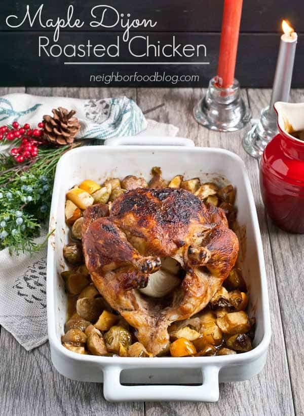 This Maple Roasted Chicken with Brussels Sprouts and Acorn Squash makes a stunning one pot meal. 