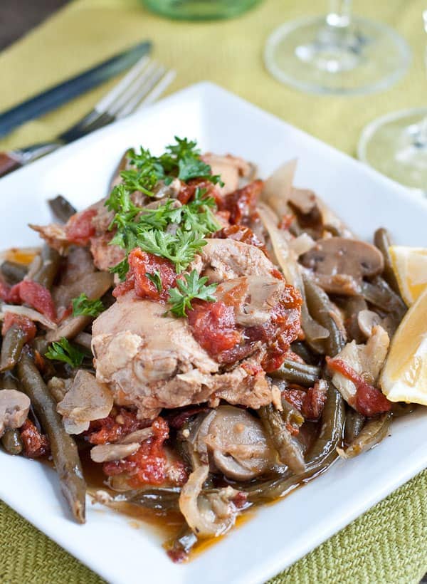 This Slow Cooker Mediterranean Chicken comes together in minutes and makes a great healthy one pot meal. 