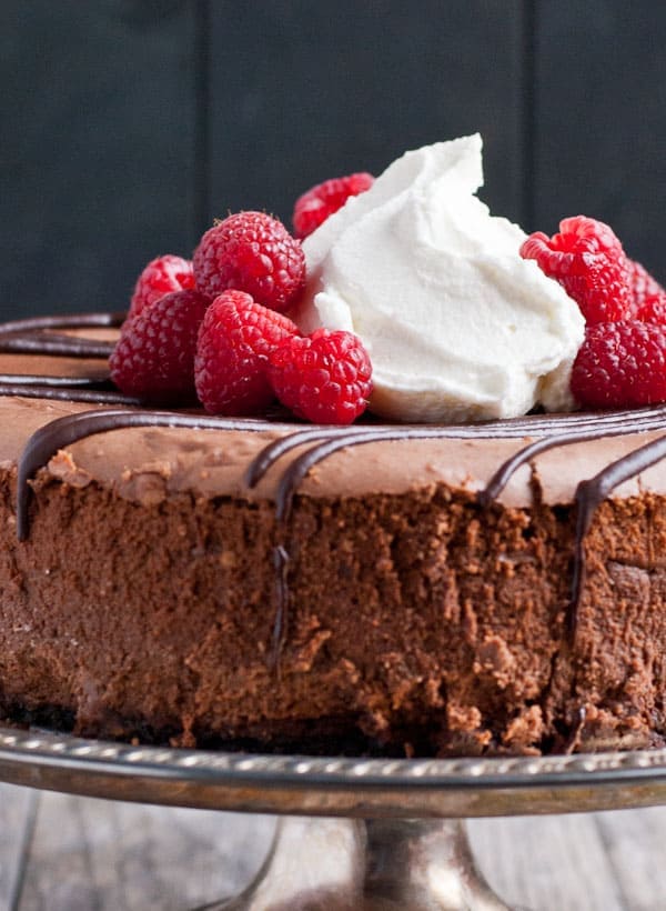 Chocolate Cheesecake Recipe with Raspberries from Neighborfoodblog.com