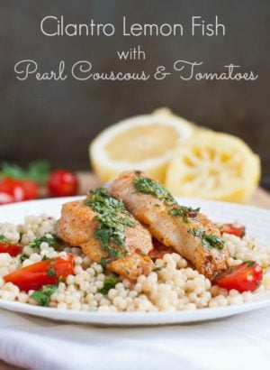 White Fish with Couscous and Cilantro Lemon Sauce ...
