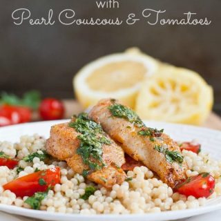 Halibut and Couscous with Cilantro Lemon Sauce