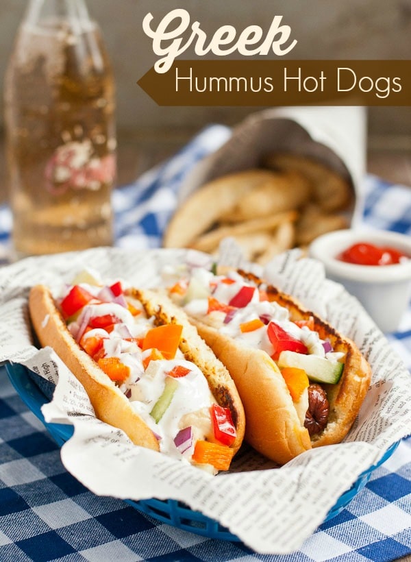 Step up your hot dog game with these fresh and flavorful Greek Hummus and Tzatziki Hot Dogs!