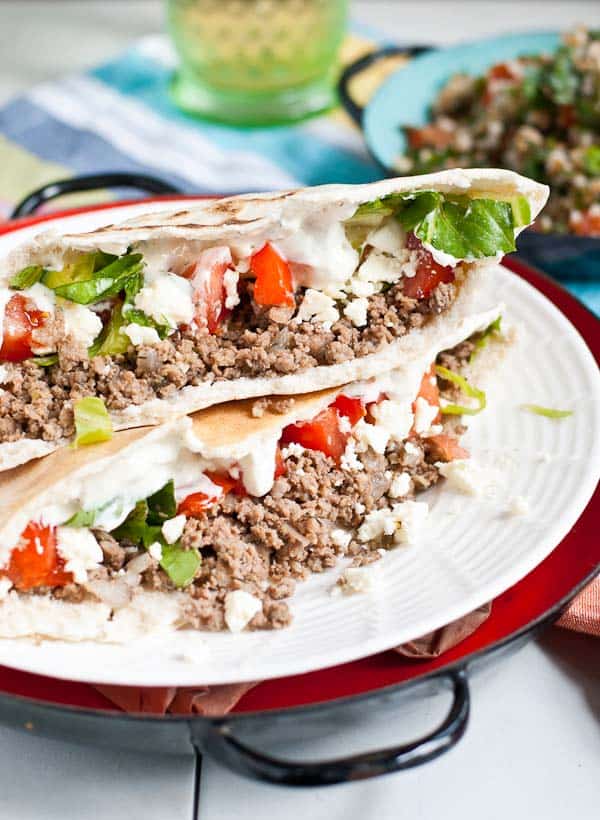 Ground Beef Gyros served on a plate