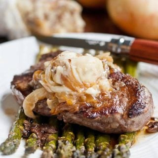 Pan Seared Filet Mignon with Blue Cheese Compound Butter via NeighborFoodBlog.com