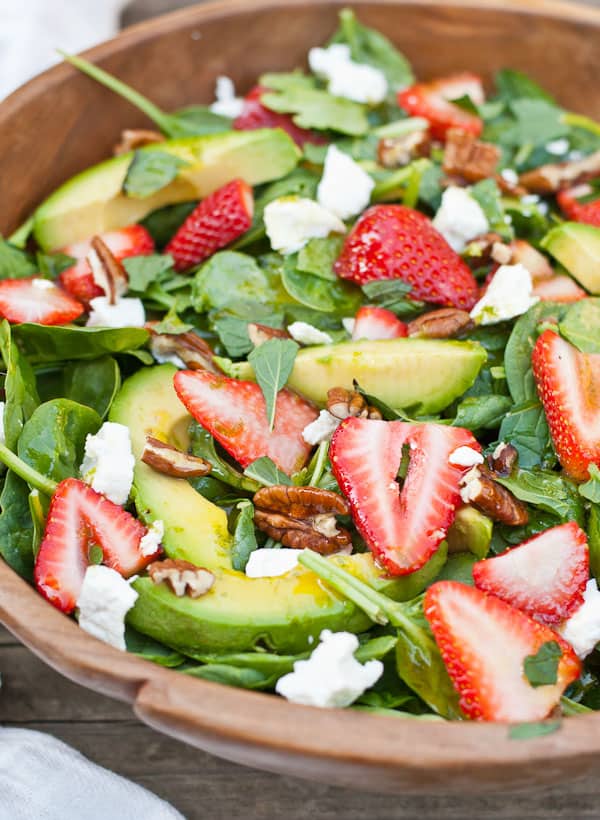 Strawberry Goat Cheese Spinach Salad | NeighborFoodBlog.com