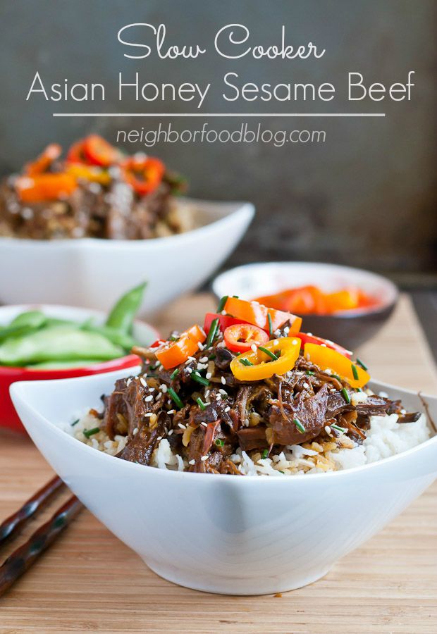 Let your crock pot do all the work with this easy Asian Honey Sesame Beef. Sweet, savory, and loaded with vegetables it's the perfect weeknight meal!