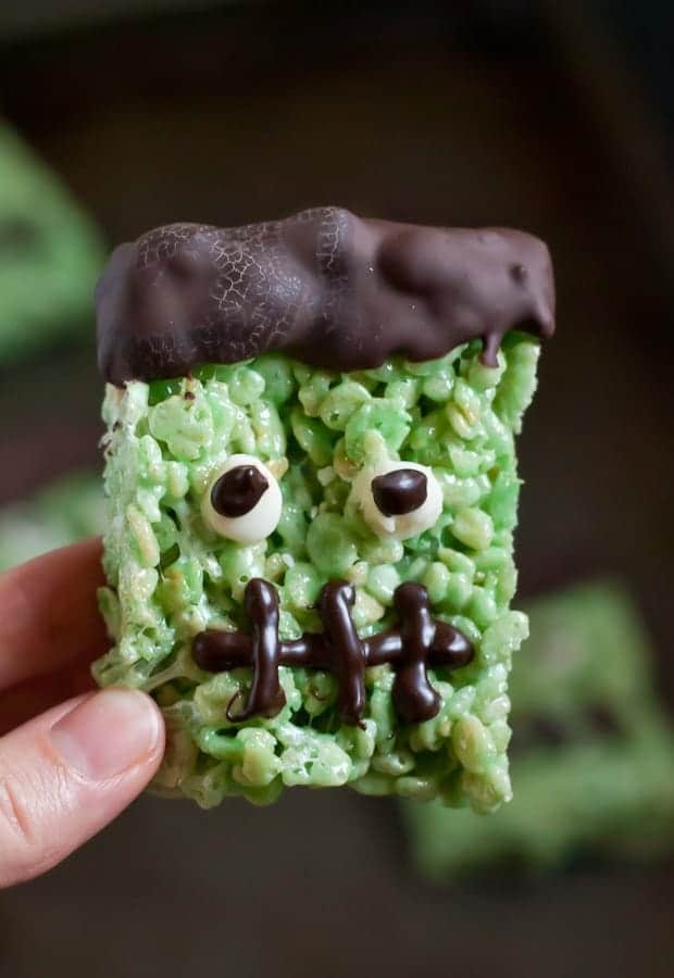 Easy Frankenstein Rice Krispy Treats are the perfect recipe for Halloween!