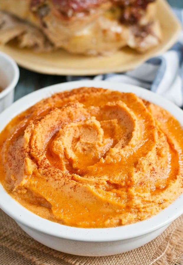 Honey Chipotle Mashed Sweet Potatoes are sweet, smoky, and the perfect side dish for the holidays!