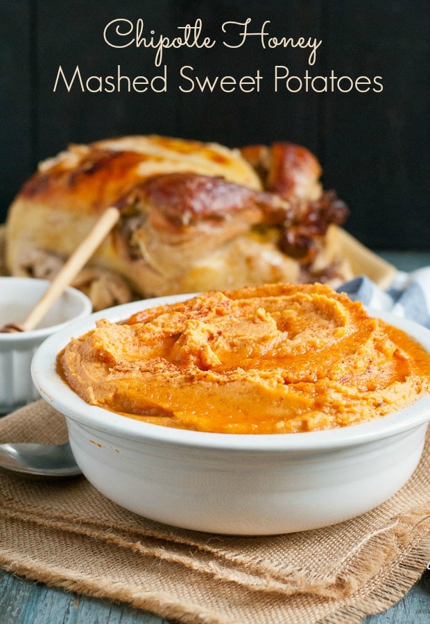 These sweet and smoky Honey Chipotle Mashed Sweet Potatoes are the perfect Thanksgiving or Christmas side dish!