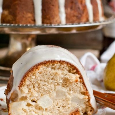 Pear Bundt Cake with Brown Butter Glaze is the perfect fall dessert!