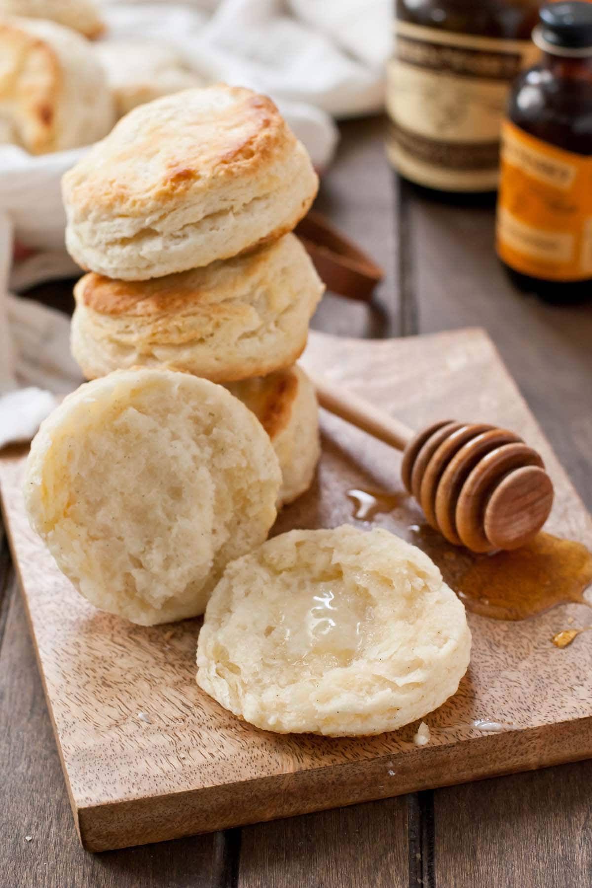 Ultra flaky buttermilk biscuits with a hint of vanilla bean and orange. 