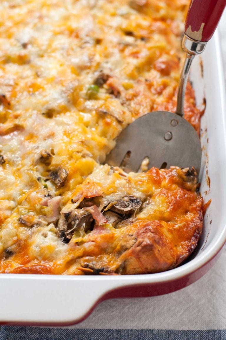 An easy Bubble Up Breakfast Casserole with cheese and ham is the perfect weekend breakfast for a crowd!