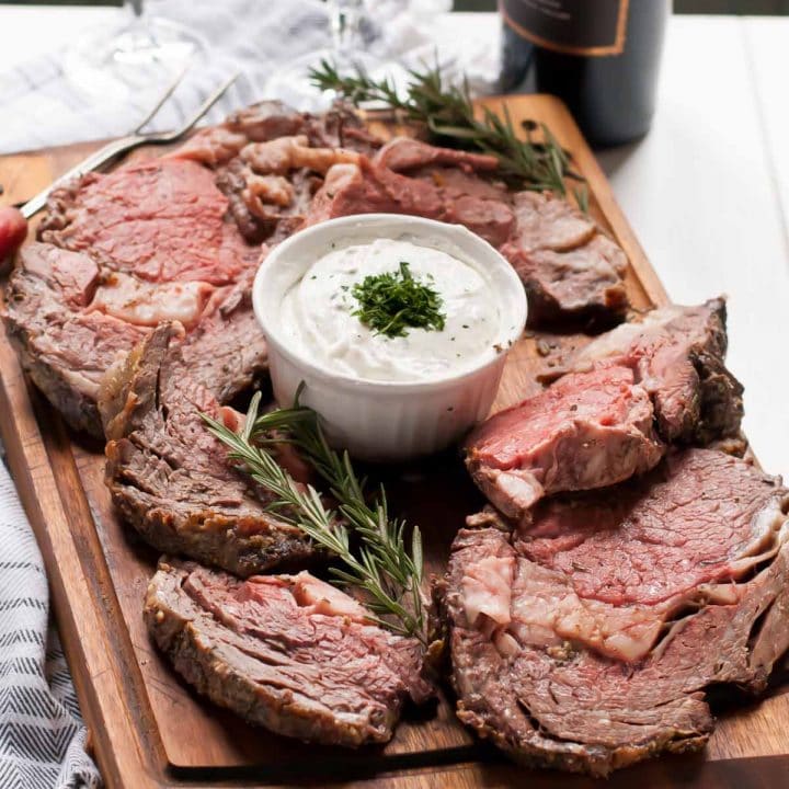 This Garlic and Rosemary Prime Rib Recipe is surprisingly easy to make and perfect for the holidays!