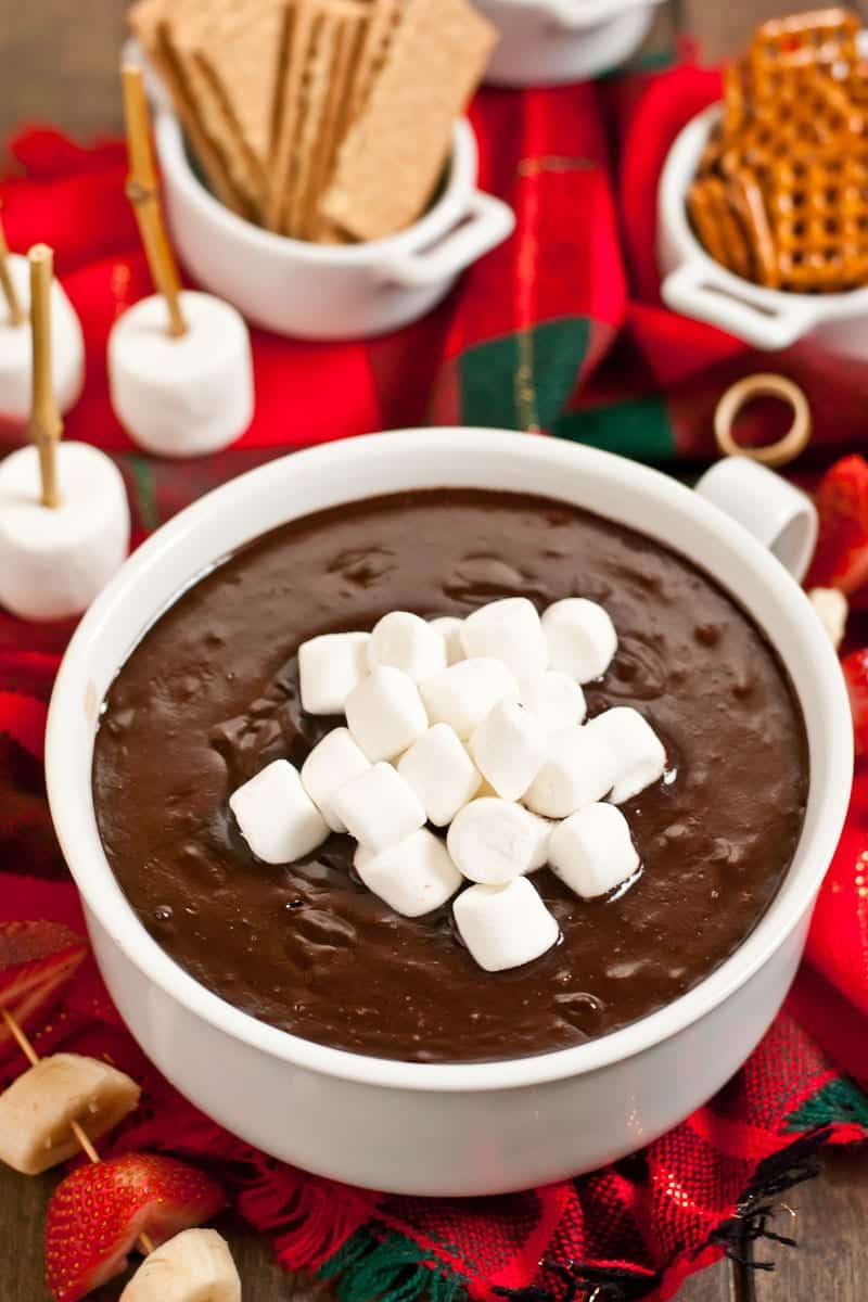 This Hot Chocolate Dip is an easy four ingredient dessert perfect for your holiday parties!